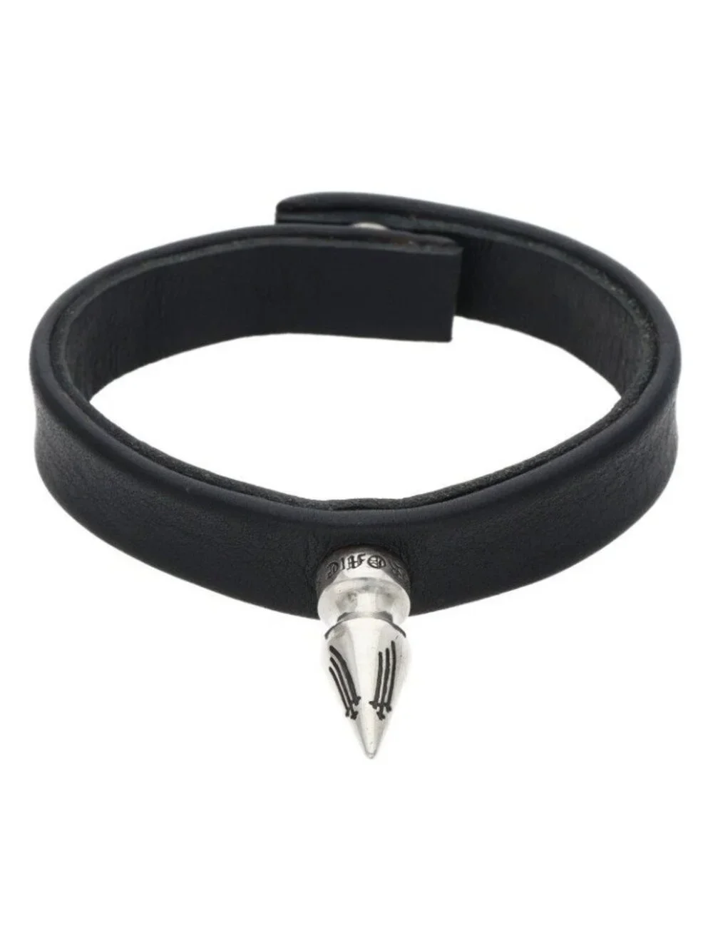 Chrome Hearts Single Spike 2 Snaps 1 Button Leather Bracelet